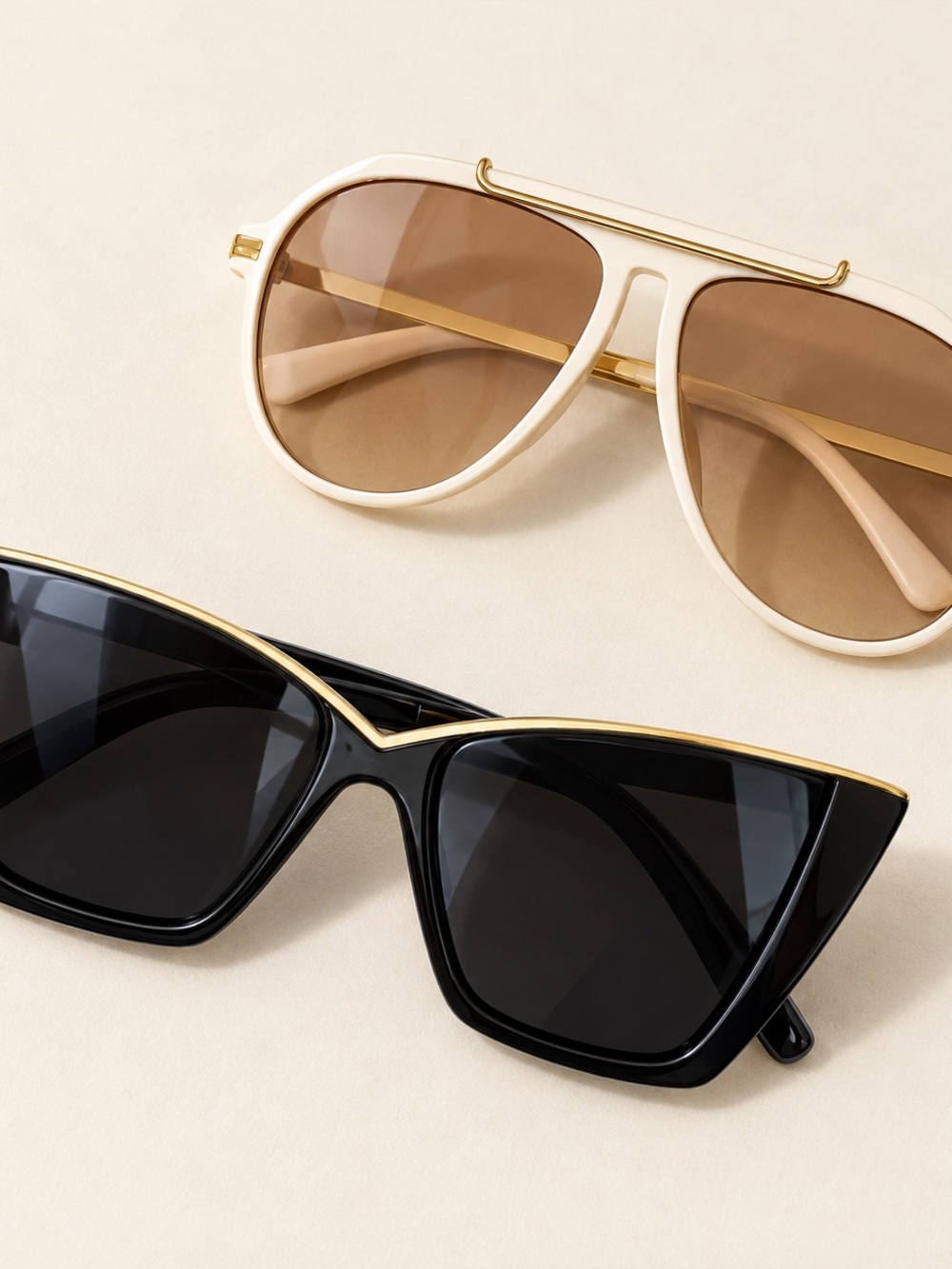 Free People Black & White Cat-Eye Sunglasses Set